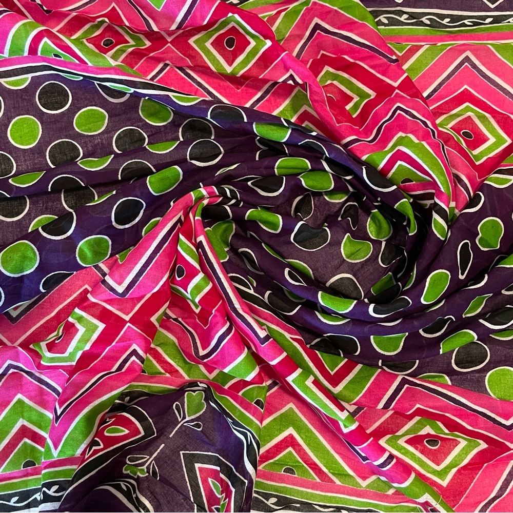 Tribal Print Multicolor Polka Dot Chevron Light weight Sheer Cotton Fabr…
